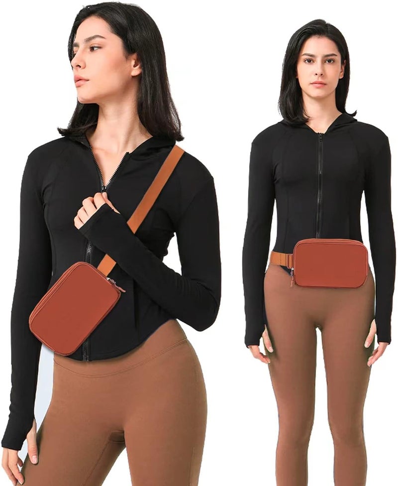 WITROMAN Belt bag Fanny pack crossbody bags for women Everywhere belt bag (Coffee) - Image 3